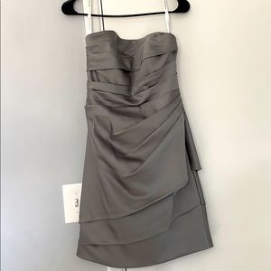 Silver satin mini dress